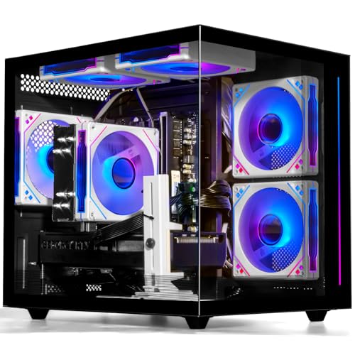 WIWB Gaming PC Desktop Ryzen 7 5700X, GeForce RTX 5060, 32G DDR4 RAM, 1TB NVME SSD, Prebuilt Tower Computer for Gaming, Home VR (Black)