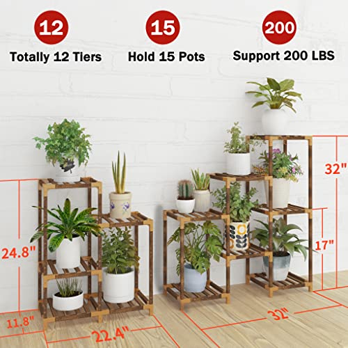 Homkirt Plant Stand Indoor Outdoor, 12 Tier Corner Plant Shelf Wood Plant Stand Rack Organizer Display For Multiple Plants Large Plant Ladder Holder Flower Stand For Living Room Patio Porch #TOP3
