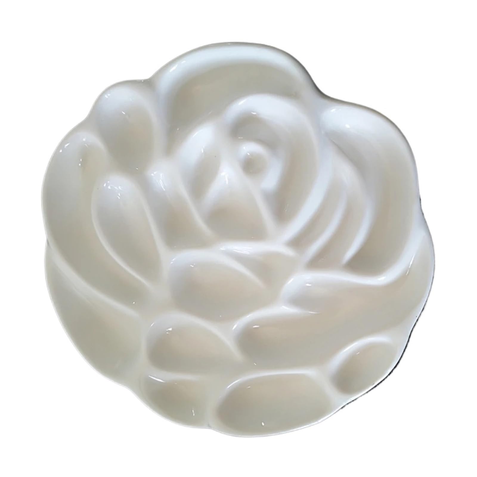 Ceramic Paint Palette 1Pc Ceramics Artist Paint Palette Rose Designed Tray for Watercolor Gouache Painting, 14.5cm Diameter for Watercolour
