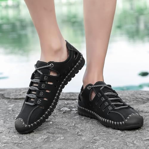 Men's Premium Leather Sport Sandals - Fisherman Design, Breathable Mesh Lining, Non - Slip Sole, Ideal for Summer, Beach & Travel2