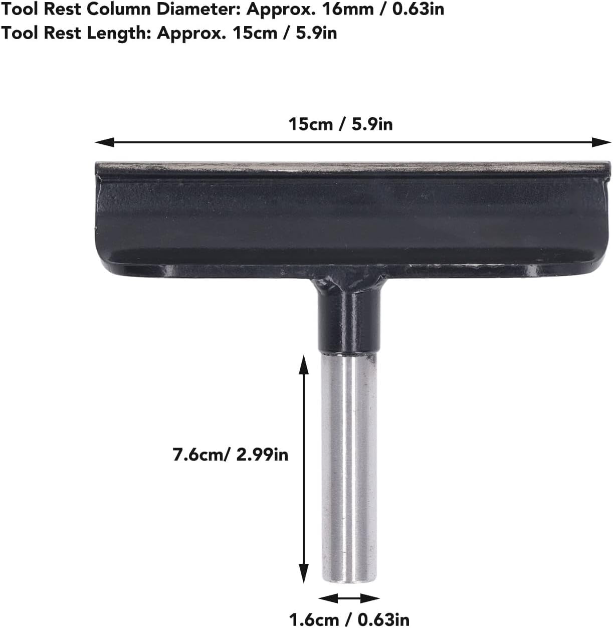 Poteau d'outil en acier pour tour à bois diamètre 16 mm longueur 15 cm support T pour accessoires de tournage bois en acier inoxydable
