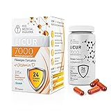 Kurkuma Kapseln mit Vitamin D3 – 185x höhere Bioverfügbarkeit – Hochdosiertes Mizellen Curcumin – 1 Kapsel täglich – entspricht 6.600 mg Curcuma Pulver – Licur 7000 mit Vitamin D (Monatspack)