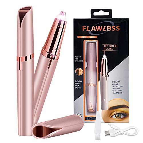 GIRO Rechargeable Eyebrow Trimmer Facial Hair Remover for Women Eyebrow Lips Body Facial Hair Removal for Women with Built-in LED Light Electric Razor and Painless Flawless,Pink