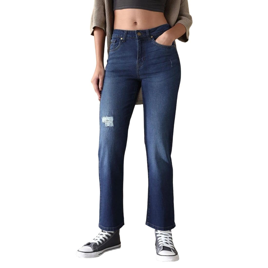 Women's Straight Fit Jeans| Solid | High Rise | Stretchable | Jeans for Woman-image-25