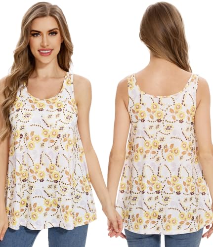 Image of Rosyline Tank Top for Women with Built in Bra Flowy Swing Undershirt Tank Tops S-4XL