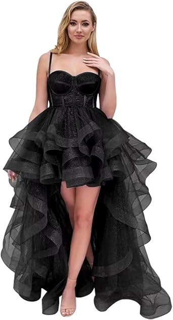 Changuan Puffy Tulle Prom Dresses 2026 Tiered Ruffles Ball Gown Formal Evening HOCO Princess Pageant Bridal Gowns with Train