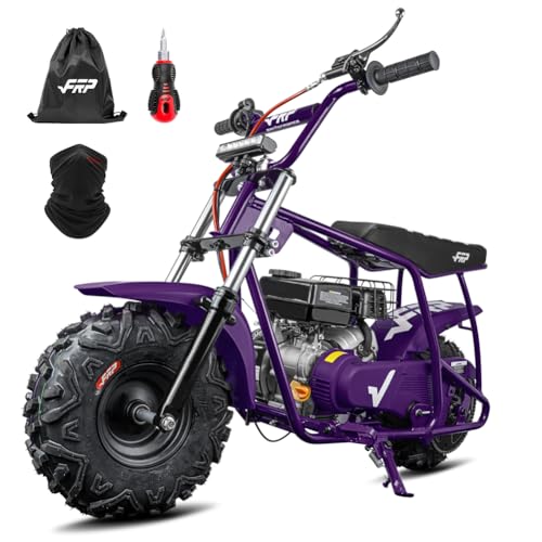 Image of FRP GMB100 Performance 99CC 4-Stroke Mini Dirt Bike - Upgraded Hydraulic Brakes & Front Suspension Fork, 28MPH Off-Road Mini Bike with LED Headlight, Anti-Slip Seat, Supports 220LBS,Purple