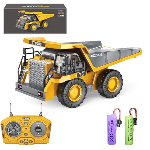 X-Verse Fjärrstyrd kompaktlastare leksak, fjärrstyrd byggfordon för barn, 1/20 9CH RC kompakt laddare med ljus och ljudeffekter