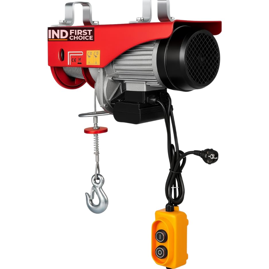 VM Mini Electric Hoist IND-500 with 20m Wire Rope | 1.55 HP Pure Copper Motor | 8/4 m/min Lifting Speed | Portable Heavy Duty Hoist for Material Handling (Single Phase)-image-18