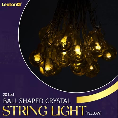 Image of Lexton Ball Shaped 20 Led Crystal String Light |Plug Sourced| Yellow|for Indoor & Outdoor Decorations