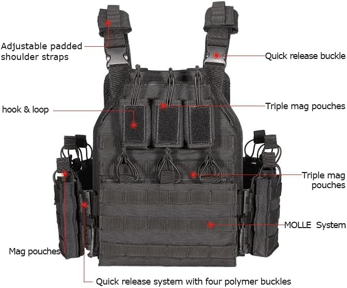 Tactical Vest Quick Release Airsoft Vest for Man Outdoor Adjustable Breathable Vest - Image 4