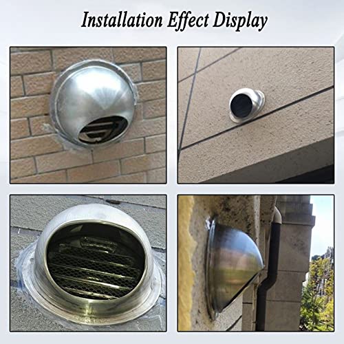 Capuchon d'aération mural rond avec hotte de grill et grille inox de ventilation - 8