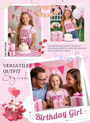 Image of in My Birthday Girl Era Shirt - Kid Spark Pink Tshirt Youth Singer Glitter Short Sleeve Tee Party Outfit Summer Top(Pink,150,1525b)