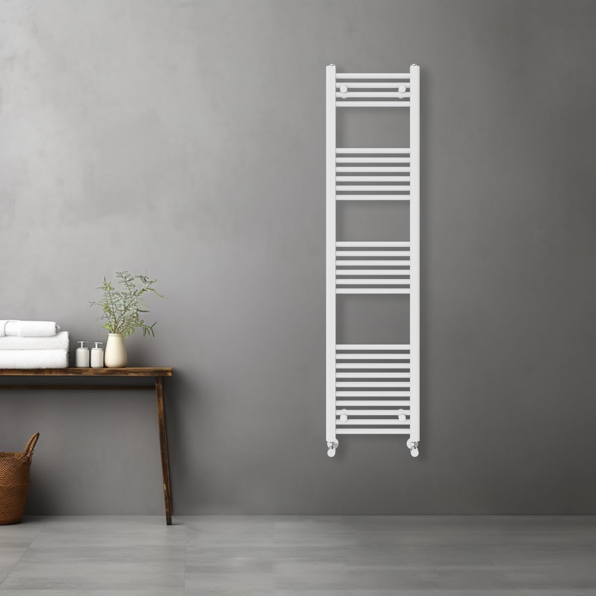 Warmehaus White Contemporary Straight Heated Bathroom Towel Rail Radiator Rad - 1600X400mm