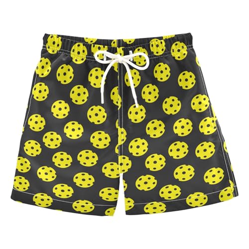Boys Swim Trunks 2-12 Years Board Shorts Little Boys Toddler Yellow Pickleballs Swimwear Shorts