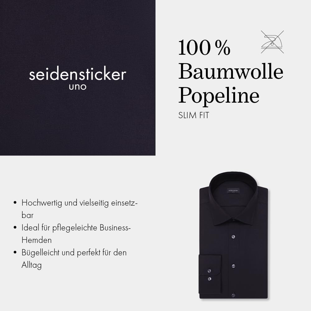 Seidensticker UNO Langarm-Hemd – Slim Fit, Bügelleicht für jeden Anlass, 100% Baumwolle, Klassisches Herren-Hemd mit Kent-Kragen