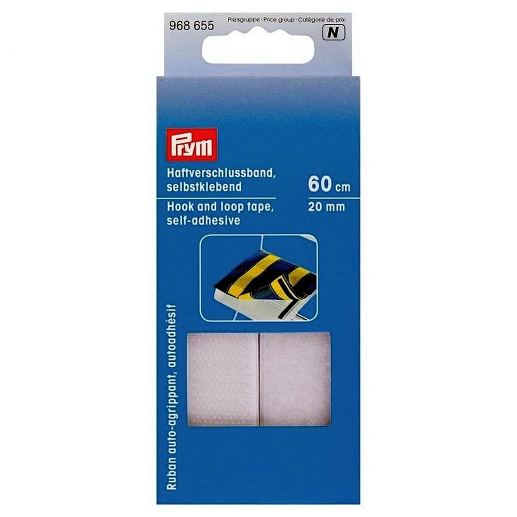 Prym White - Self-Adhesive (20Mm) Hook And Loop Tape - 5 Pieces