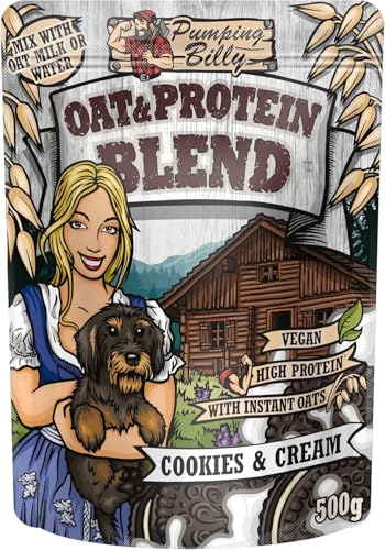 IronMaxx Pumping Billy Oat & Protein Blend - Cookies & Cream 500g Beutel | Veganes Eiweißpulver aus Sojaeiweißisolat und Weizeneiweiß mit Instant Oats | Kombination aus Proteinpulver und Weight Gainer