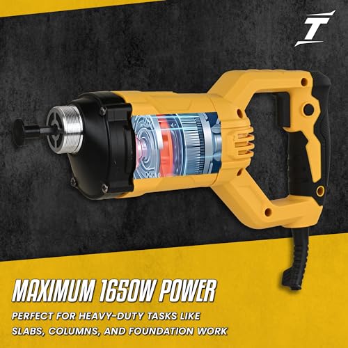 Image of TOMAHAWK Concrete Vibrator 1650W - for Commercial Levelling | Heavy Duty Machine with 1.5m Needle and Long 2m Cable | Works with 35 and 50mm Needles | 6 Month Warranty | TCV1650