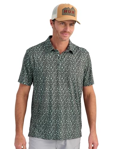 Polo de rendimiento para hombre HUK Men's Pursuit con manga corta y diseño estampado miniatura 1