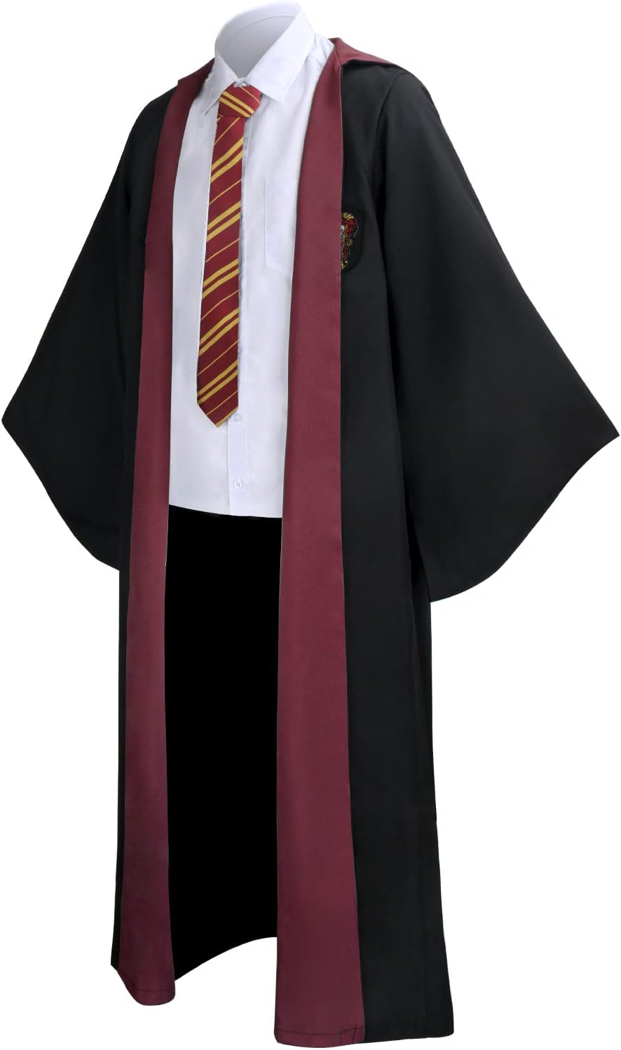 EIRIEN Magician Robe Wizard School Costume Cloak Adult Men Boys Hooded Magic Wand Cape Halloween Cosplay Witch Outfit, Red, Medium