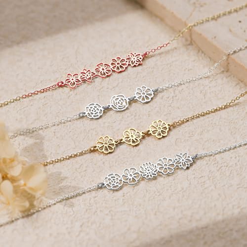 Personalized Birth Month Flower Bracelet, Custom 1-6 Birth Flower Bracelet Gifts for Women, Personalized Mothers Day Birthday Gifts for Her, Mom, Grandma, Friend, Sister3
