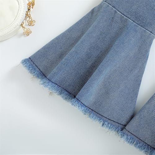 Kids Girls Long Sleeve Pants Denim Outfits Button Down Lapel Jacket Flare Pant Youth Girls Sweatsuits Cute Clothes4
