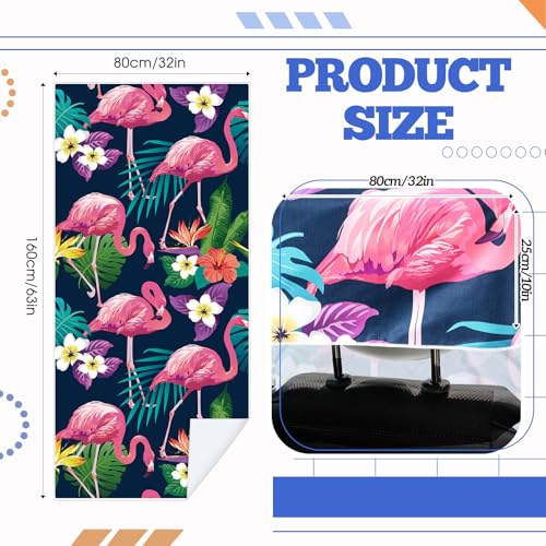Image of Hahafelt 2 Pack Car Seat Towel Cover with Storage Bag, Flamingos | 63 x 32 in Car Towel Seat Cover Non Slip Waterproof, Gym Workout Swimming Running, Machine Washable Sweat Absorbent Protector