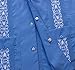 Men's Guayabera Shirts Short Sleeve Casual Snap Shirts(Blue,L)