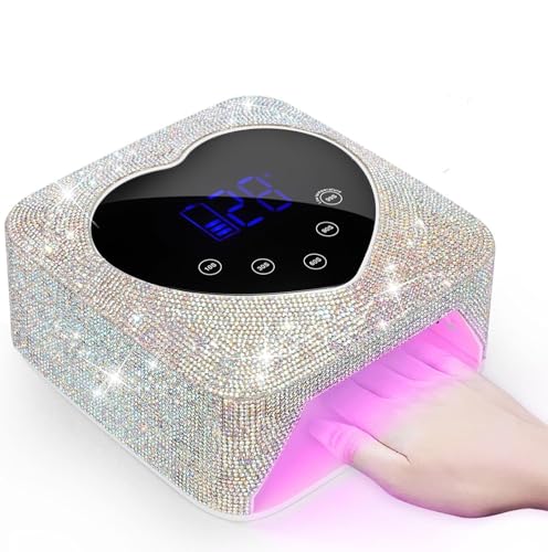 UV LED Nail Lamp,72W Rechargeable UV Light with 4 Timer Settings,Professional Curing Lamp for Gel Nails with 30 Beads (Diamond)