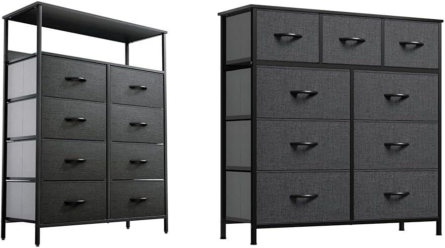 8-Drawer Fabric Dresser Tower - Rustic Brown Storage Chest For Bedroom, Living Room