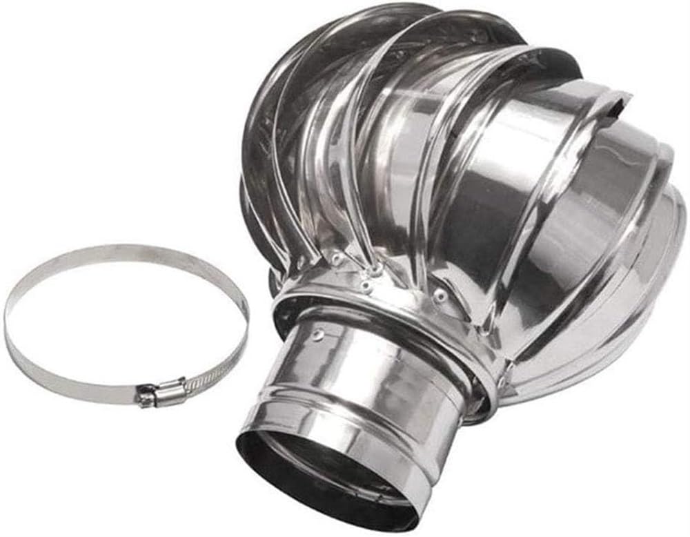 BHFLJSAQ Chimney Rain Caps,Stainless Steel Chimney Cowl Cap Spinner - Anti-Downdraught, Fits 110mm (4.3 Inch) Standard Chimney Pots, Durable Rotating Design for Improved Ventilation