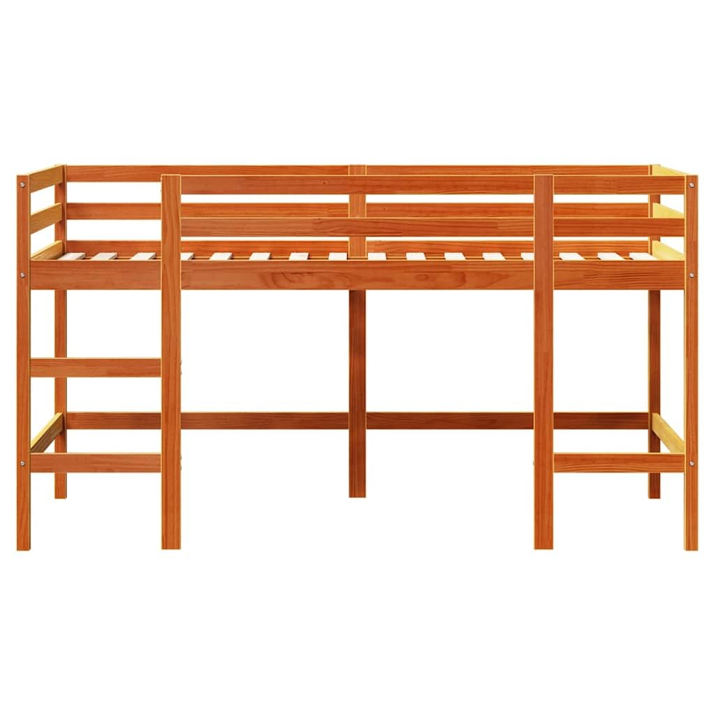 vidaXL Cama Alta de niños con Escalera Madera Maciza marrón 80x200 cm