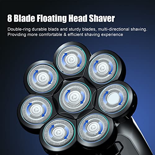 8D Floating Head Shavers For Bald Men,Waterproof Electric Razors For Wet&Dry Head,Face,Legs And Body Shaving,Portable Rechargeable Shaver Kit With Nose&Ear Hair Trimmer,90-Mins Use Time,Led Display. #TOP1