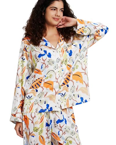 Image of YiNi LuLu Womens Silk Satin Pajamas Set Button Down 2 Piece Pjs Long Sleeve Oversized Sleepwear with Pockets