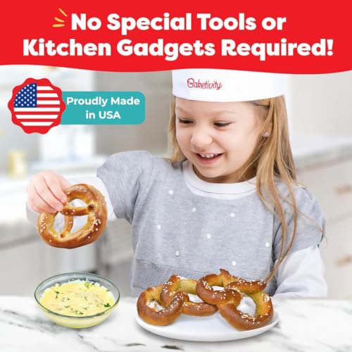image for Baketivity Pretzel Making Kit - Real Cooking Set for Kids Ages 5-12+ w