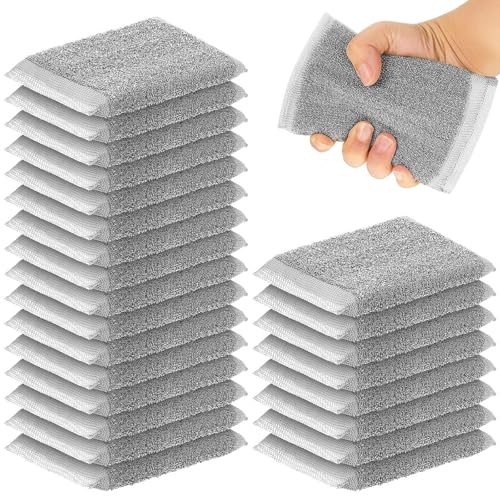 Image of Thyle 24 Pack Steel Wool Scrubber Kitchen Sponges, Heavy Duty Non Scratch Metal Sponges, Reusable Cleaning Scrub Pads for Dishes, Pots, Pans, Sink and Tough Hard Stains (Gray)