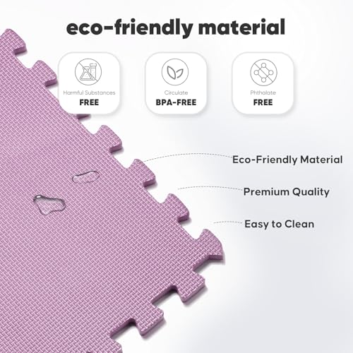 Image of 32 Pack Home Gym Mat, Puzzle Exercise Mat, EVA Interlocking Foam Floor Tiles for Home Workout Equipment and Kids' Play Areas - Blue, 24 in x 24 in x in - (Pink, 32 Pack(128 SQ FT))