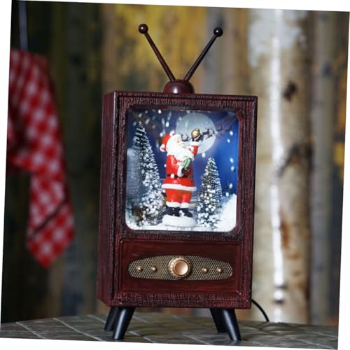 Mini Télévision Rétro de Bureau Marron pour Décoration de Noël - 7