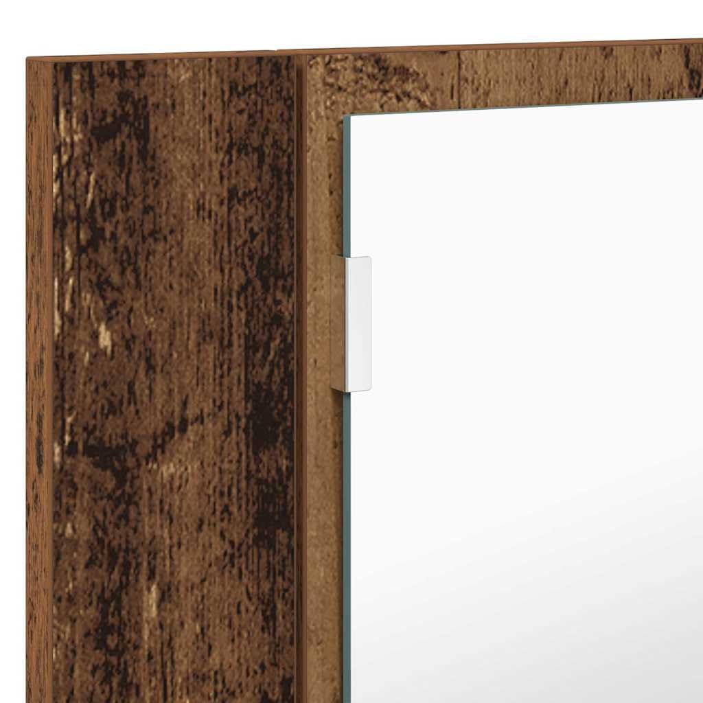 vidaXL Szafka z lustrem do łazienki Stare drewno 80 x 12 x 45 cm, Nowoczesna szafka z lustrem, prostokątny montaż na ścianie, trwałe miejsce na kosmetyki, z podświetleniem LED