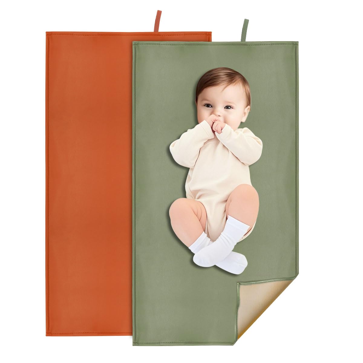 BEWDIO 2 Pack Wipeable Diaper Changing Pad for Baby, Portable Baby Changing Mat for Travel or Home, Foldable Mat Fits Perfectly in Diaper Bag (67-08)