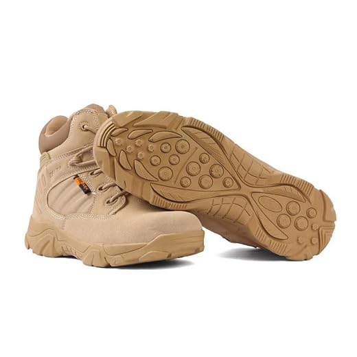 Bota Tática Militar Dos Homens, Botas De Combate Para Homem Com Fecho Lateral À Prova De Água De Baixa Altura E Atacadores, As Sapatilhas Resistentes Do Combate Calçam A Caixa Dedo(Brown,41 EU)