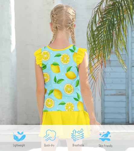 Image of Girls Swimsuit 2 Piece Ruffle Bathing Suit UPF 50+ Tankini Swimsuit Skirt with Lining Size 3-10