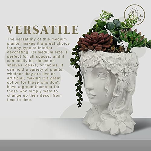 Coliseum Studio Inc Flower Girl Head Planter - Flower Pot - Indoor Outdoor Decorative - Concrete Planter With Drainage - For Succulents And Cacti - Handmade In The Usa (White) #TOP3