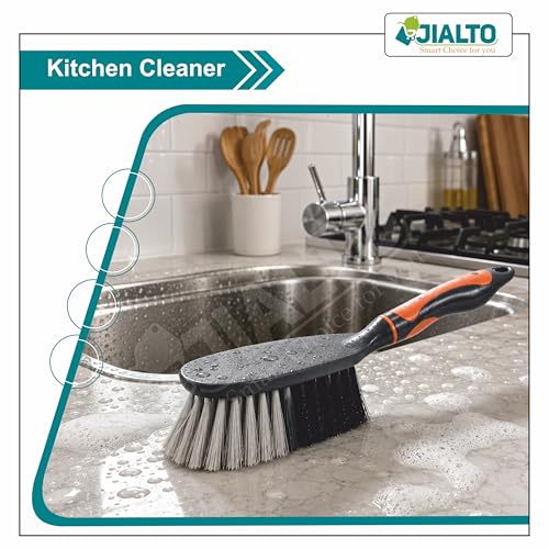 Image of JIALTO Professional Hand Scrub Brush | Tough Bristles, Ergonomic Soft Grip Handle | Multipurpose Cleaner for Home, Kitchen & Bathroom