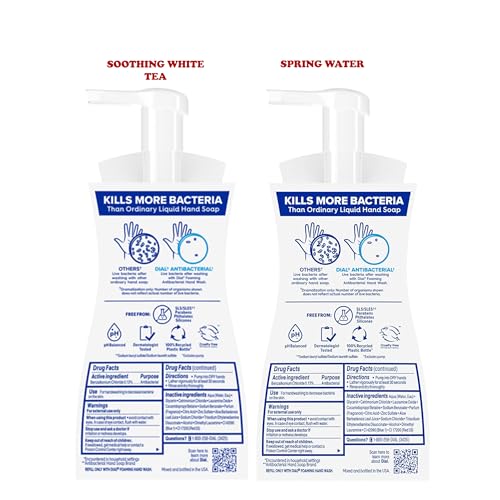 Dial Foaming Hand Wash Variety Pack, 5 Pack Hand Soap in Pump Bottles, Gentle Moisturizing Aloe Vera Formula, White Tea/Spring Water, 10 fl oz. Each - Image 4