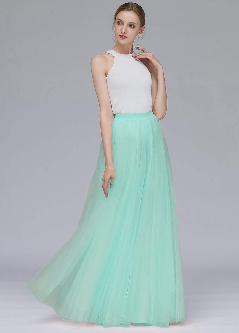 EllieHouse A Line Long Full Bridesmaid Tulle Skirt for Wedding Evening Party Prom P68
