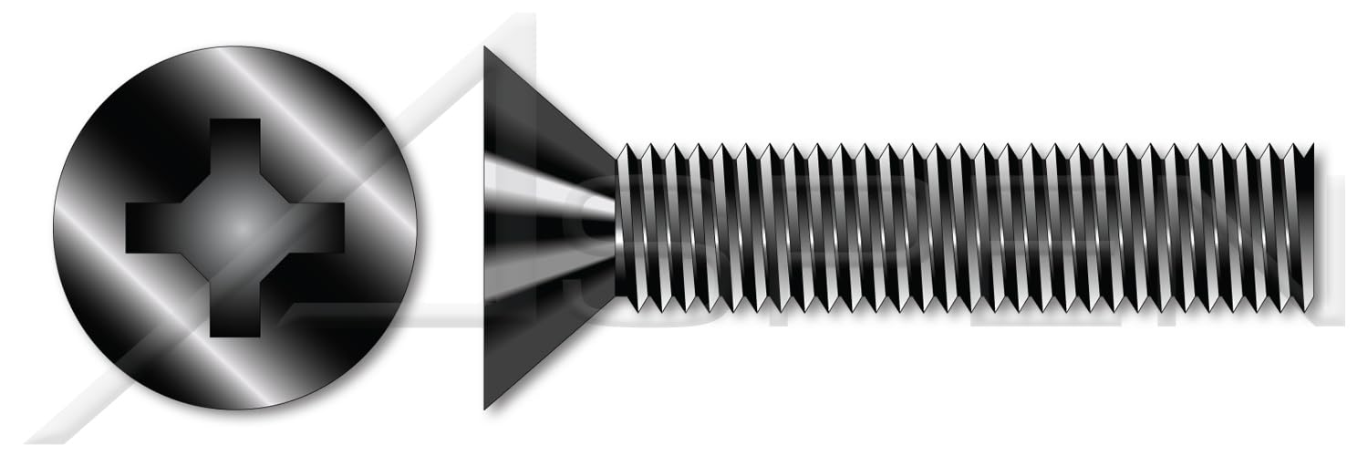 (9000 pcs) #2-56 X 3/8", Machine Screws, Flat Phillips Drive, 82 Degree Countersink, Full Thread, 18-8 Stainless Steel, Black Oxide