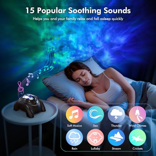 Rossetta Dual Lens Galaxy Projector, Star Projector for Bedroom with White Noise & Bluetooth Speaker, Remote, Timer, Aurora & Nebula Night Light, Gifts for Kids Adults, Valentines Day