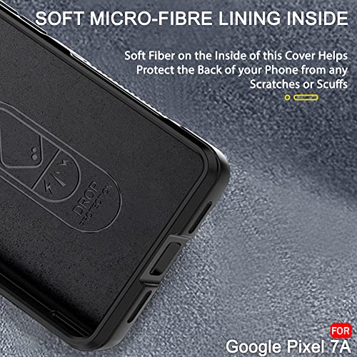 Image of TheGiftKart Liquid Silicon Back Cover Case for Google Pixel 7A | Shockproof Military Grade Protection | Micro-Fibre Cloth On Inner Side | Built-in Anti-Slip Grip Case Cover for Pixel 7A (TPU, Black)